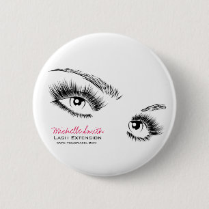 Badge Rond 5 Cm Beaux yeux Longues cils Lash Extension