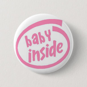 Badge Rond 5 Cm Bébé à l'intérieur de bouton - rose