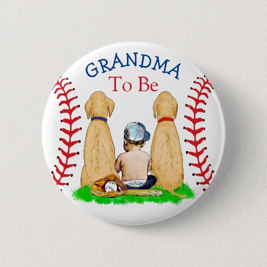 Badge Rond 5 Cm Bébé à thème de baseball de garçon | Grand-mère à  (Devant)