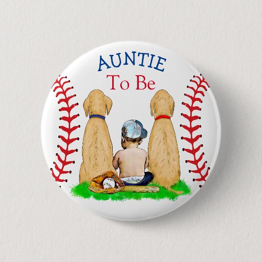 Badge Rond 5 Cm Bébé à thème de baseball de garçon | Tante (Devant)