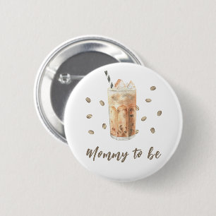 Badge Rond 5 Cm Bébé à venir - café glacé en préparation pour la b