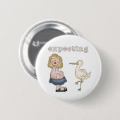 Badge Rond 5 Cm Bébé attendu - T-shirts et cadeaux de cigogne (Devant & derrière)