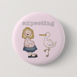Badge Rond 5 Cm Bébé attendu - T-shirts et cadeaux de cigogne