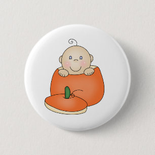Badge Rond 5 Cm Bébé blanc en citrouille