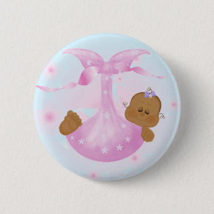 Badge Rond 5 Cm Bébé d'Afro-américain dans la couverture