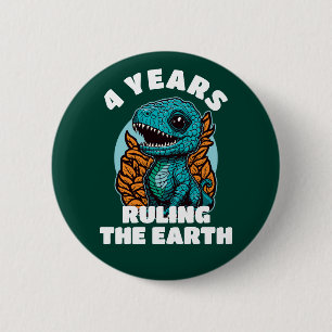Badge Rond 5 Cm Bébé Dinosaure 4 Anniversaire