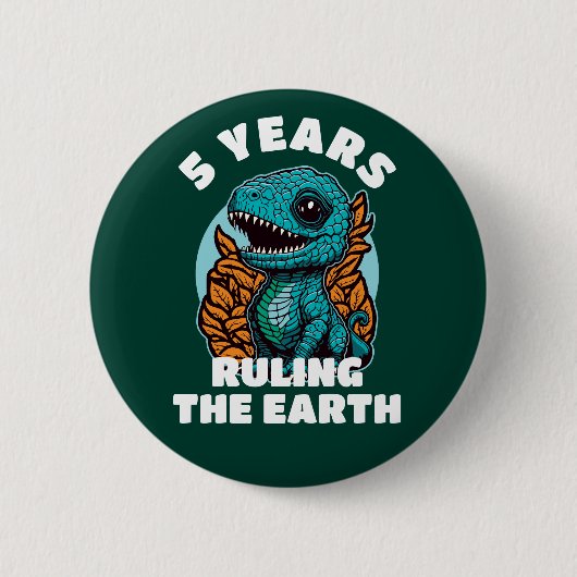 Badge Rond 5 Cm Bébé Dinosaure 5 Anniversaire (Devant)
