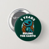 Badge Rond 5 Cm Bébé Dinosaure 5 Anniversaire (Devant & derrière)
