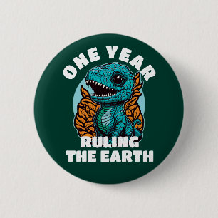 Badge Rond 5 Cm Bébé Dinosaure Anniversaire d'un an