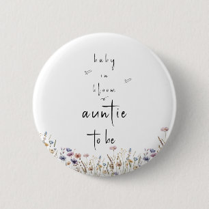 Badge Rond 5 Cm Bébé en fleurs Baby Shower Tante à venir