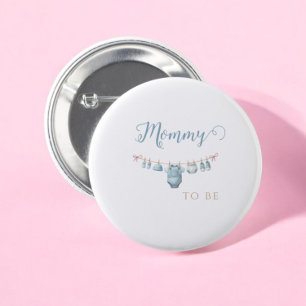 Badge Rond 5 Cm Bébé en fleurs bleu Maman à venir  Baby Shower