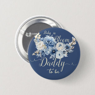 Badge Rond 5 Cm Bébé en fleurs élégantes fleurs futur papa
