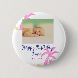 Badge Rond 5 Cm Bébé enfants 1er anniversaire ajouter le nom date 