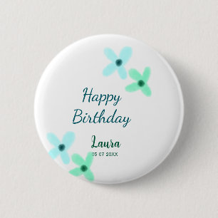 Badge Rond 5 Cm Bébé enfants 1er anniversaire ajouter nom bleu ver