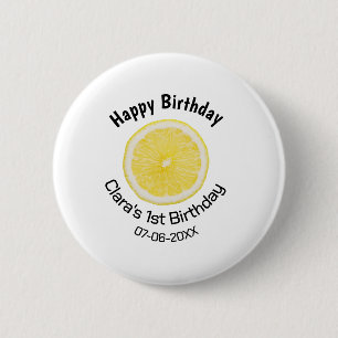 Badge Rond 5 Cm Bébé enfants 1er anniversaire citron tranche ajout