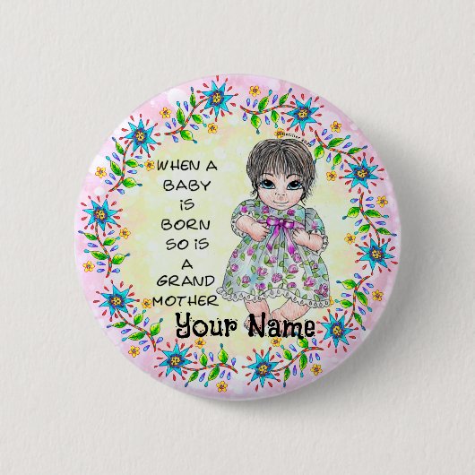 Badge Rond 5 Cm Bébé fille de grand-mère (Devant)
