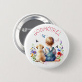 Badge Rond 5 Cm Bébé fille et Baby shower chiot Godmère être (Devant & derrière)