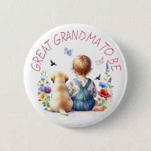 Badge Rond 5 Cm Bébé fille et Baby shower de chiot Grande grand gr