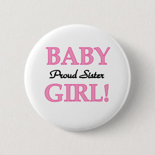 Badge Rond 5 Cm Bébé Fille Fier Soeur