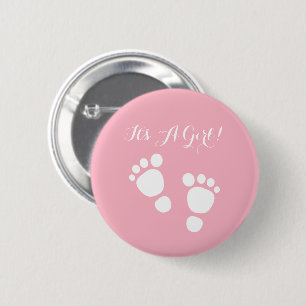 Badge Rond 5 Cm Bébé fille pieds blancs illustration c'est une fil