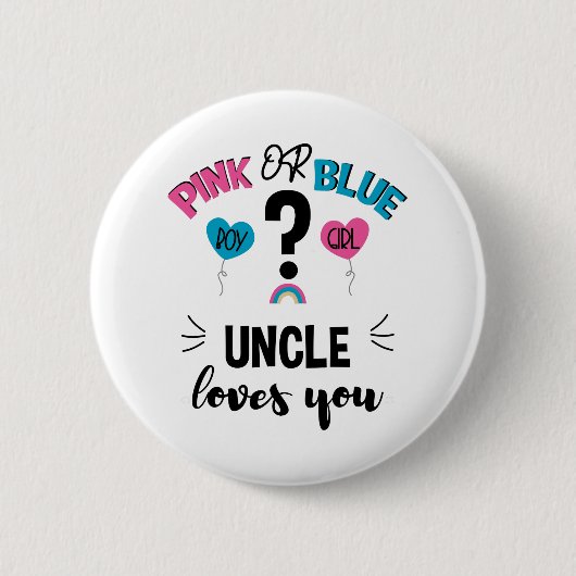 Badge Rond 5 Cm Bébé Genre Révéler Rose Ou Bleu Oncle Vous Aime (Devant)