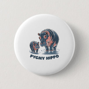 Badge Rond 5 Cm Bébé Hippopotame Nain Moo Deng Mignon Zoo Drôle Po