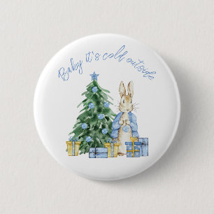 Badge Rond 5 Cm Bébé il fait froid devant Peter Rabbit