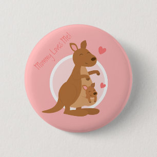 Badge Rond 5 Cm Bébé kangourou mignon Joeys Mère Enfant Pour Enfan