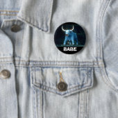 Badge Rond 5 Cm Bébé le boeuf bleu (En situation)