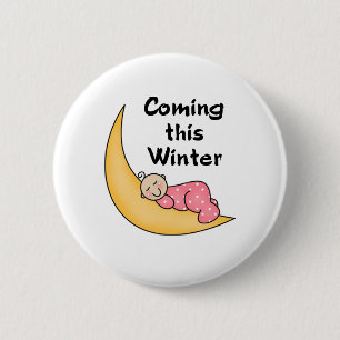 Badge Rond 5 Cm Bébé l'hiver de lune
