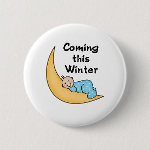 Badge Rond 5 Cm Bébé l'hiver de lune