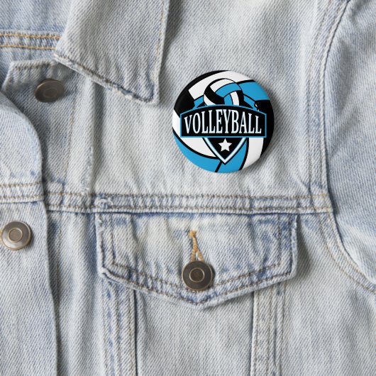 Badge Rond 5 Cm Bébé logo bleu et noir volleyball (En situation)
