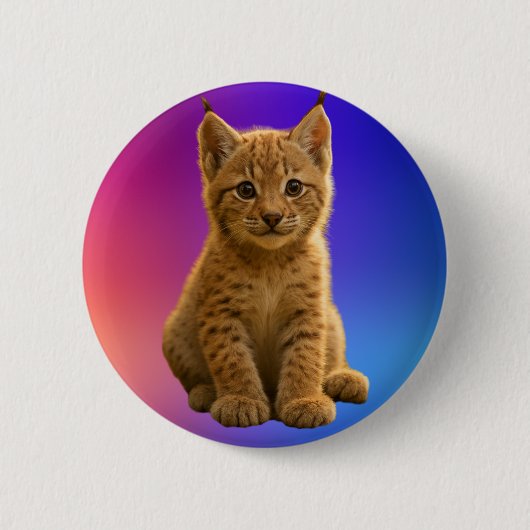 Badge Rond 5 Cm Bébé Lynx Mignon (Devant)
