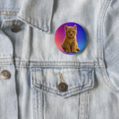 Badge Rond 5 Cm Bébé Lynx Mignon (En situation)
