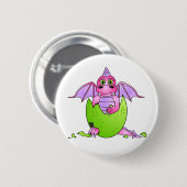Badge Rond 5 Cm Bébé mignon de dragon en oeuf criqué - (Devant & derrière)