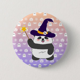 Badge Rond 5 Cm Bébé mignon de Halloween Panda sorcière magique