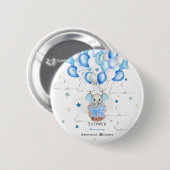 Badge Rond 5 Cm Bébé mignon Eléphant Ballons Panier Baby shower ga (Devant & derrière)