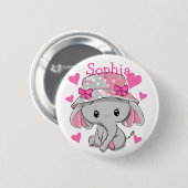 Badge Rond 5 Cm Bébé mignon Eléphant fille (Devant & derrière)