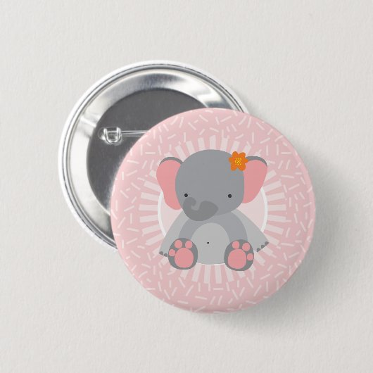 Badge Rond 5 Cm Bébé mignon éléphant rose gris (Devant & derrière)