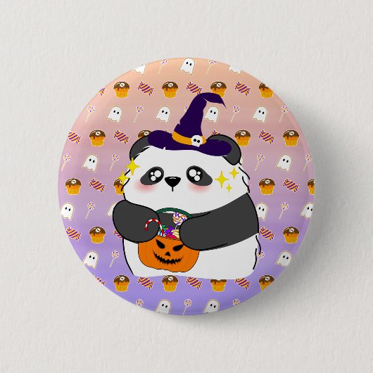 Badge Rond 5 Cm Bébé mignon Halloween Panda Trick ou traitement (Devant)