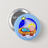 Badge Rond 5 Cm Bébé mignon Jésus et étoile (Devant & derrière)