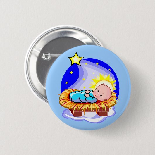 Badge Rond 5 Cm Bébé mignon Jésus et étoile (Devant & derrière)