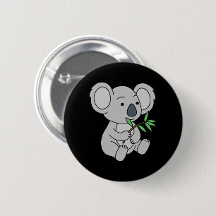 Badge Rond 5 Cm Bébé mignon Koala avec Eucalyptus Feuilles