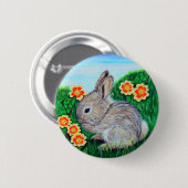 Badge Rond 5 Cm Bébé mignon peinture lapin (Devant & derrière)