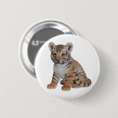 Badge Rond 5 Cm Bébé mignon Tiger Cub (Devant & derrière)