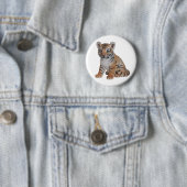 Badge Rond 5 Cm Bébé mignon Tiger Cub (En situation)