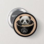 Badge Rond 5 Cm Bébé Mignonne Panda Ours Baigner Dans Un Bowl De R (Devant & derrière)