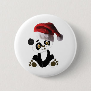 Badge Rond 5 Cm bébé panda ours de noël