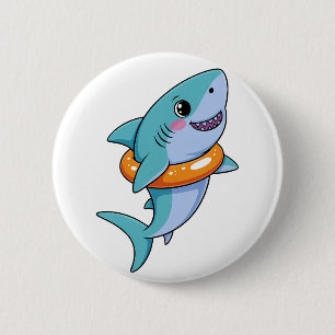 Badge Rond 5 Cm Bébé Requin Mignon Avec Flotteur Enfants