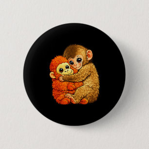 Badge Rond 5 Cm Bébé singe coup de poing - mème de jouet en peluch